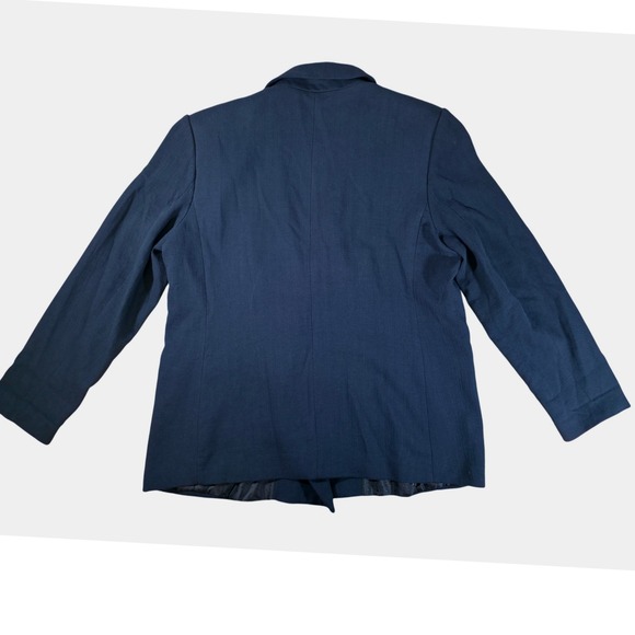 Banana Republic Size 16 Blue Cotton Linen Blend Double Breasted Blazer Jacket - Picture 4 of 9